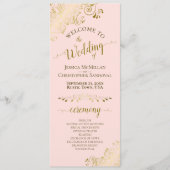 Programme Elegant Ornate Gold Lace on Blush Pink Wedding (Devant)