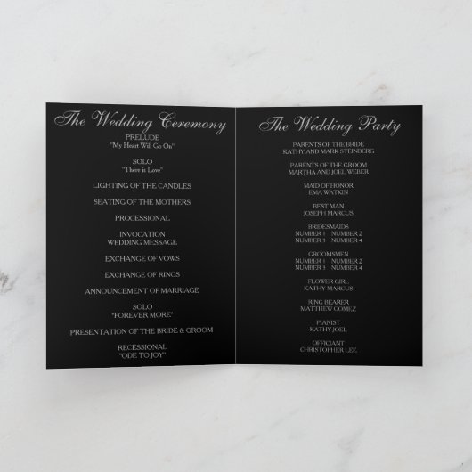 Programme Elégant Parties scintillant d'argent Confetti prog (Intérieur)