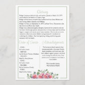 Programme Elegant Pink Roses Celebrating Life Of - Funeral (Dos)