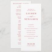 Programme Elegant Pink Wedding Ceremony Program (Devant / Derrière)