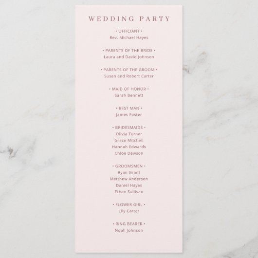 Programme Elegant Pink Wedding Program (Dos)