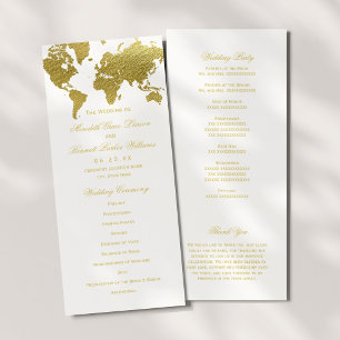 Programme Élégant Planisphère Doré Mariage