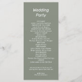 Programme Élégant plat Mariage vert olive (Dos)