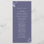 Programme Élégant Plum violet & Indigo Mariage Floral bleu (Dos)