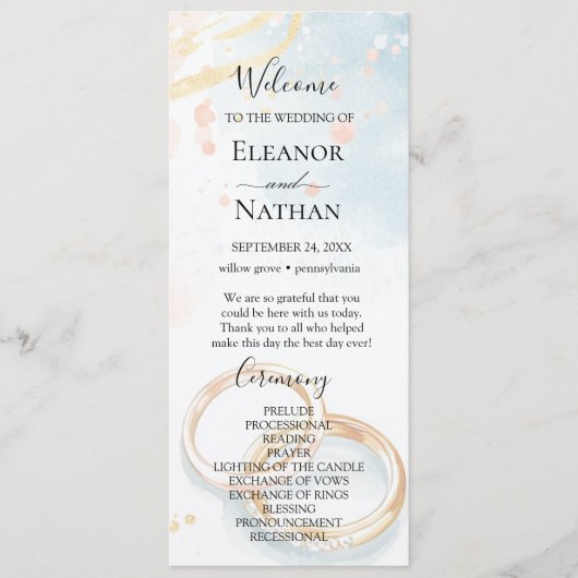 Programme élégant printemps bagues d'or Mariage (Devant)