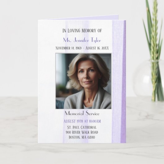 Programme Élégant Purple Obitural Service de deuil (Devant)