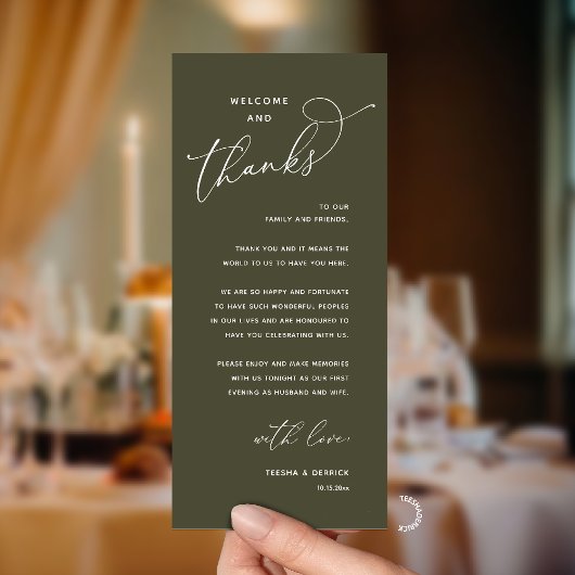 Programme Elegant Reception "Welcome and Thanks" Guest Card