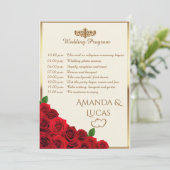 Programme Elegant Red Roses and Gold Frame Cream Wedding (Debout devant)