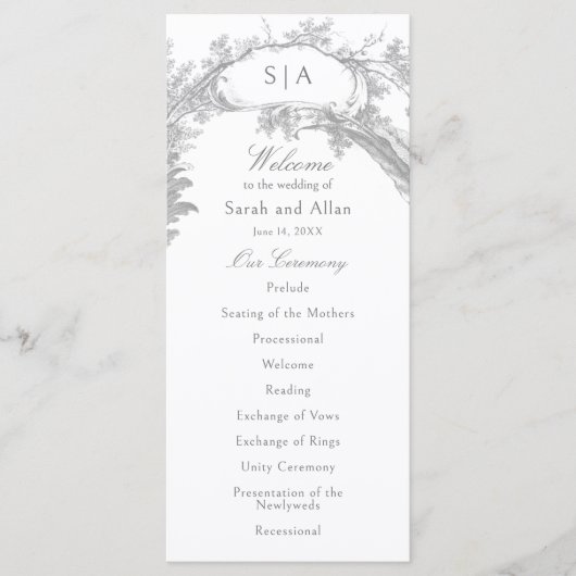 Programme Élégant Rococo Floral Français (Devant)