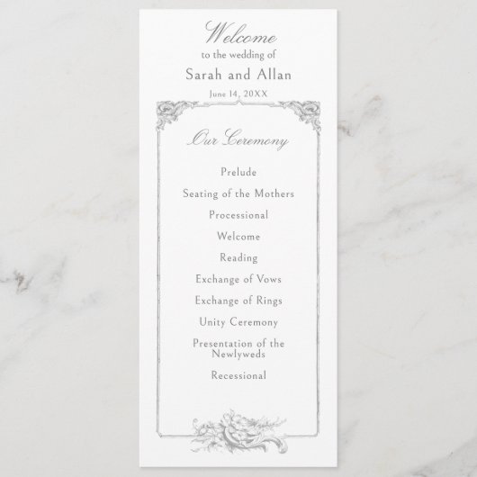 Programme Élégant Rococo Floral Français (Devant)