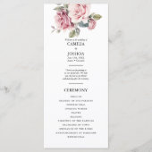 Programme Élégant Romantique Mariage Rose Rose Moderne Chic (Devant)