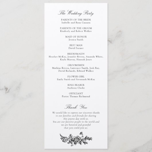 Programme Élégant Rose Crest Kraft Mariage papier (Dos)