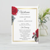 Programme Élégant rose de fleurs rouges. Mariage botanique (Debout devant)