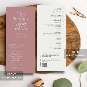 Programme Élégant rose Dusty minimal QR Code Mariage plat