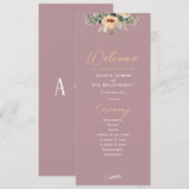 Programme - Élégant rose floral, Mariage (Devant / Derrière)