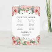 Programme Élégant Rose Floral Quince Princess Padrinos Event (Dos)