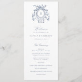 Programme Élégant Rose français Crest Vintage Mariage bleu (Devant)