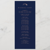 Programme Élégant Rose Gold Foliage Marine Mariage bleu (Dos)