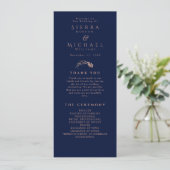 Programme Élégant Rose Gold Foliage Marine Mariage bleu (Debout devant)