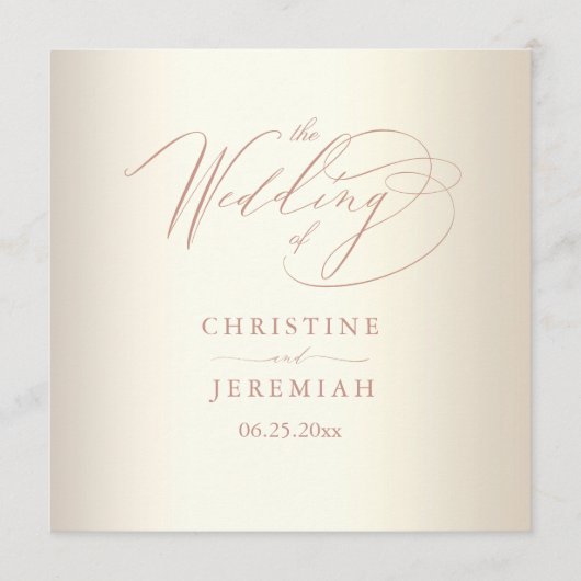 Programme Élégant Rose Gold Script Mariage brillant Champagn (Devant)