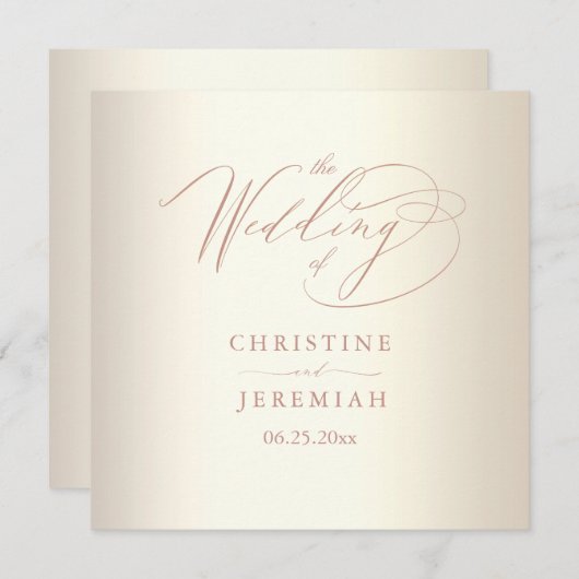 Programme Élégant Rose Gold Script Mariage brillant Champagn (Devant / Derrière)