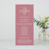 Programme Elegant Rose Gold Typography Wedding Program (Debout devant)
