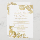 Programme Élégant Rose moderne simple Floral Mariage or (Devant / Derrière)