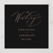 Programme Élégant Rose noir  or Script Typographie Mariage (Devant)