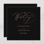 Programme Élégant Rose noir  or Script Typographie Mariage (Devant / Derrière)