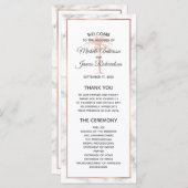 Programme Elégant Rose or cuivre marbre palmier Mariage  (Devant / Derrière)