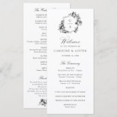 Programme Élégant Rose Vintage Crest Mariage (Devant / Derrière)