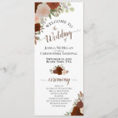 Programme Elégant rouille orange Chic Aquarelle Mariage Flor (Devant)