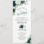 Programme Élégant Rustic Green Rose Mariage (Devant)