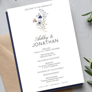 Programme Élégant Rustique moderne Mariage Fleur sauvage