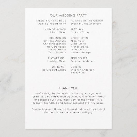 Programme Élégant Rustique moderne Mariage Fleur sauvage (Dos)