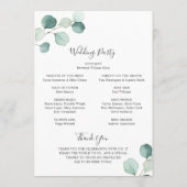 Programme Elégant Sage Vert Eucalyptus Mariage (Dos)
