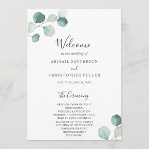 Programme Elégant Sage Vert Eucalyptus Mariage