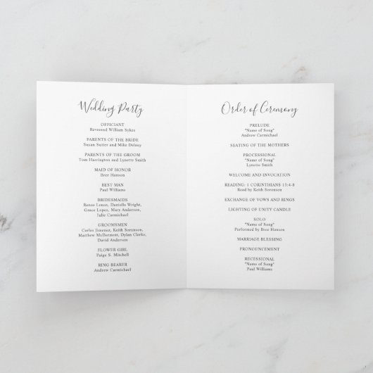 Programme Elégant Sage Vert Eucalyptus Mariage (Intérieur)
