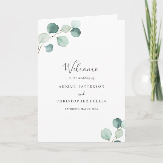 Programme Elégant Sage Vert Eucalyptus Mariage (Devant)
