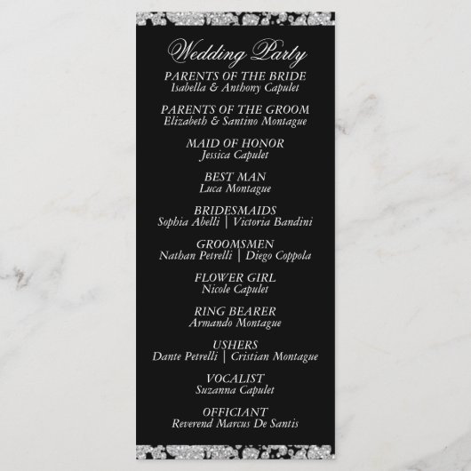 Programme Élégant script et Parties scintillant - Mariage no (Dos)