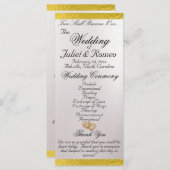 Programme Élégant script et ruban - Mariage blanc Pearl/or (Devant / Derrière)