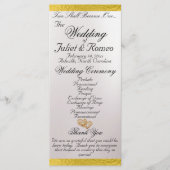 Programme Élégant script et ruban - Mariage blanc Pearl/or (Devant)