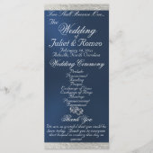 Programme Élégant script et ruban - Mariage bleu/argent (Devant)