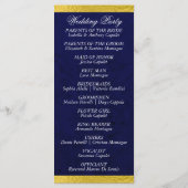 Programme Élégant script et ruban - Mariage bleu/or (Dos)