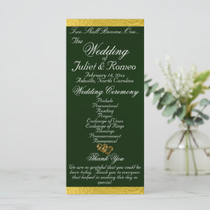 Programme Élégant script et ruban - Mariage Emerald/Gold