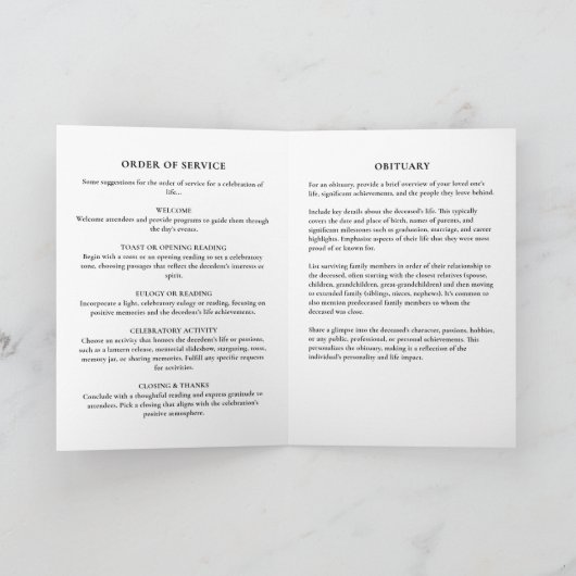 Programme Elegant Script In Loving Memory Photo Memorial (Intérieur)