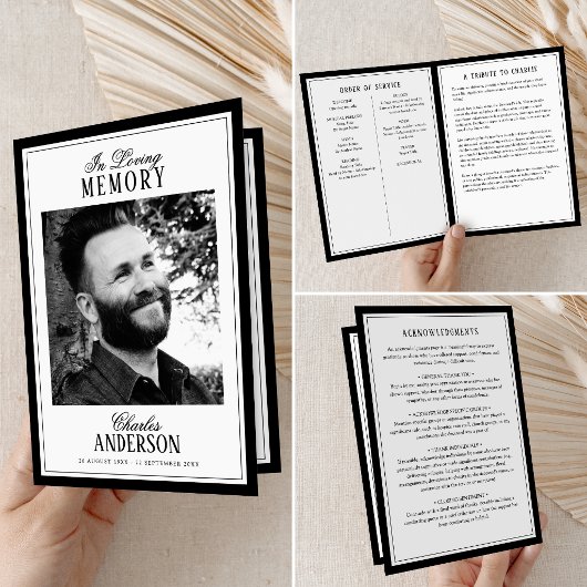 Programme Elegant Script In Loving Memory Photo Memorial