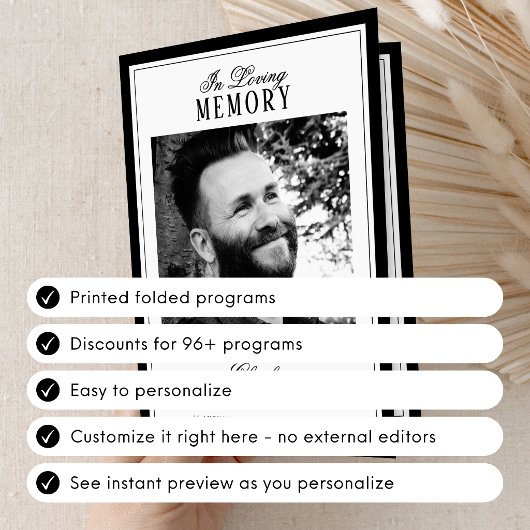 Programme Elegant Script In Loving Memory Photo Memorial