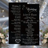 Programme Elegant Script & Monogram - Black Wedding