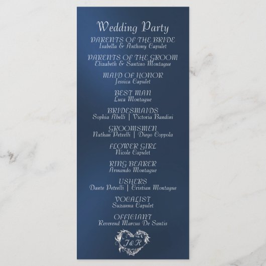 Programme Elegant Script & Monogram - Blue Wedding (Dos)